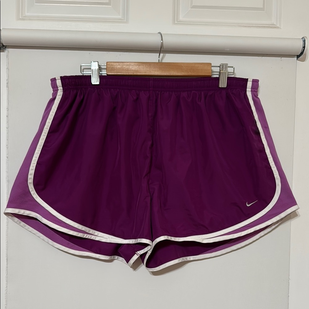 Nike Purple Athletic Shorts with Curved Hem